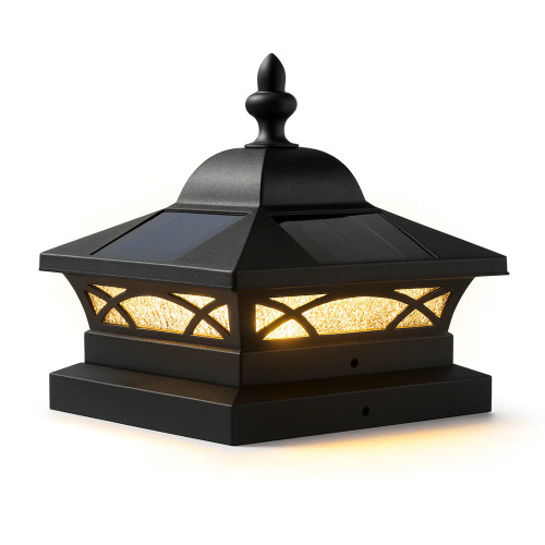 Solar deck and column lights, in a set of 2 Black, will fit your 8x8 nominal wood deck posts using the 7.75x7.75 mounting base, and will install easily onto your flat columns and pedestals using the included concrete screws.