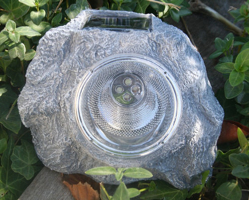 Solar Rock Spot Light Gray Finish with 3 Super Bright LED.