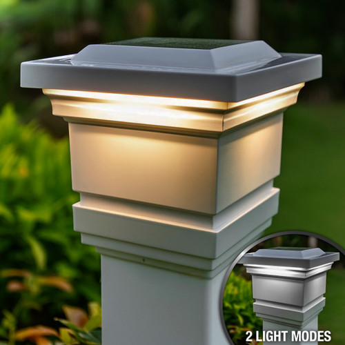 5x5 solar deck post cap lights have an elegant design for your deck, and include 3000K Warm White LED and 5000K Cool White LED for you to choose from for your perfect deck lighting.