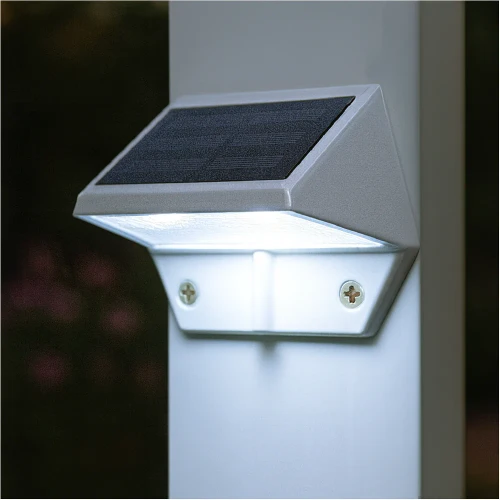 Low profile solar lights shine the light down to the steps and flooring for your safety. They can be installed  on marine docks, deck railing and walls.