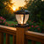 Bronze solar post cap lights, with carriage lanterns, will fit 3.5x3.5 nominal wood deck and fence posts.