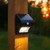 Solar Motion Sensor Lights, low profile wall mount with a Black Finish.