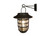 Solar wall light has a hanging coach lantern with Warm White LED in an Edison Style bulb.