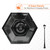 The fixture head holds 6 integrated Trapezoid solar panels, sized at 3 inches by 2.5 inches.