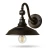Solar powered wall light includes 3 solar panels integrated into the top of the barn fixture. The Dark Bronze Matte finish will look excellent on wood or brick walls.