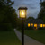 Solar coach lantern has 2700K Warm White LED, with 250 lumens of brightness on High mode. Yard pole is not included.