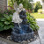 Angel solar powered cascade fountain includes battery backup for cloudy day and night running for up to 4 hours.