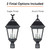 Solar coach lantern, with a trio bulb candelabra design, includes an Acorn and an Eagle finial to screw onto the top of your solar pole light.
