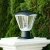 Black solar coach lamp includes a flat mount base for installation on any flat surface, including a column, pedestal or post with at least a 6x6 size.