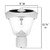 White solar post lamp, with 3 inch fitter pole, is 9 inches wide x 9 inches deep x 11 5/8 inches high.