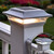 Solar post cap lights, made from powder coated cast aluminum,  fit a nominal wood 3.5x3.5 post, or an actual vinyl, wood or PVC 4x4 fence post.