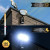 Solar powered motion sensor light includes 5000K Cool White LED, with 150 lumens of light output.