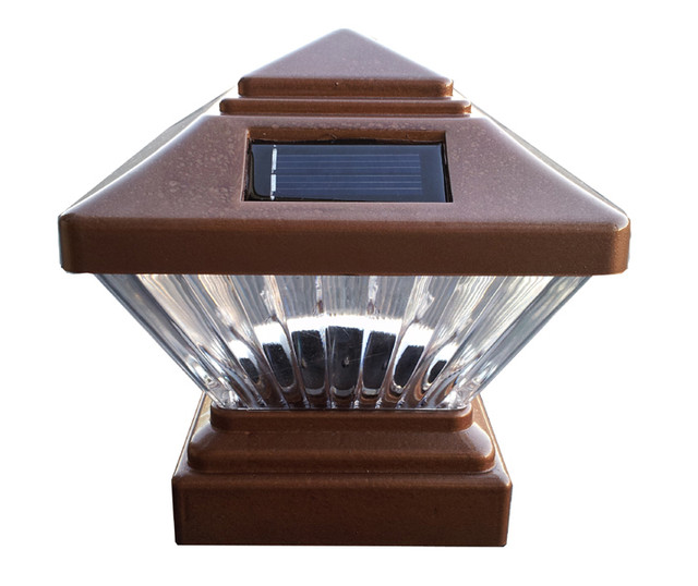 4x4 Solar Fence Post Cap Lights Black Copper Bronze Set of 2