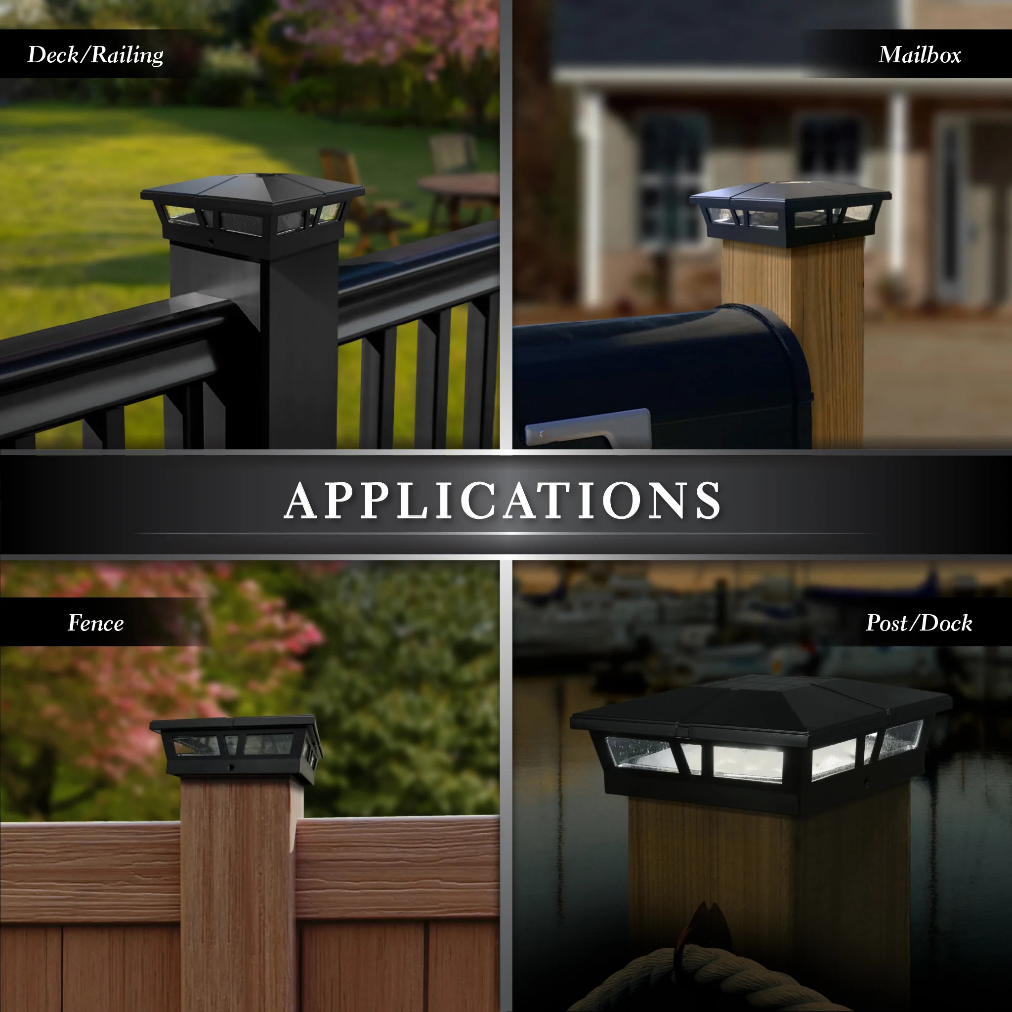 6-Pack Black / White / Copper 4 5 6 Solar Post Deck Cap Fence
