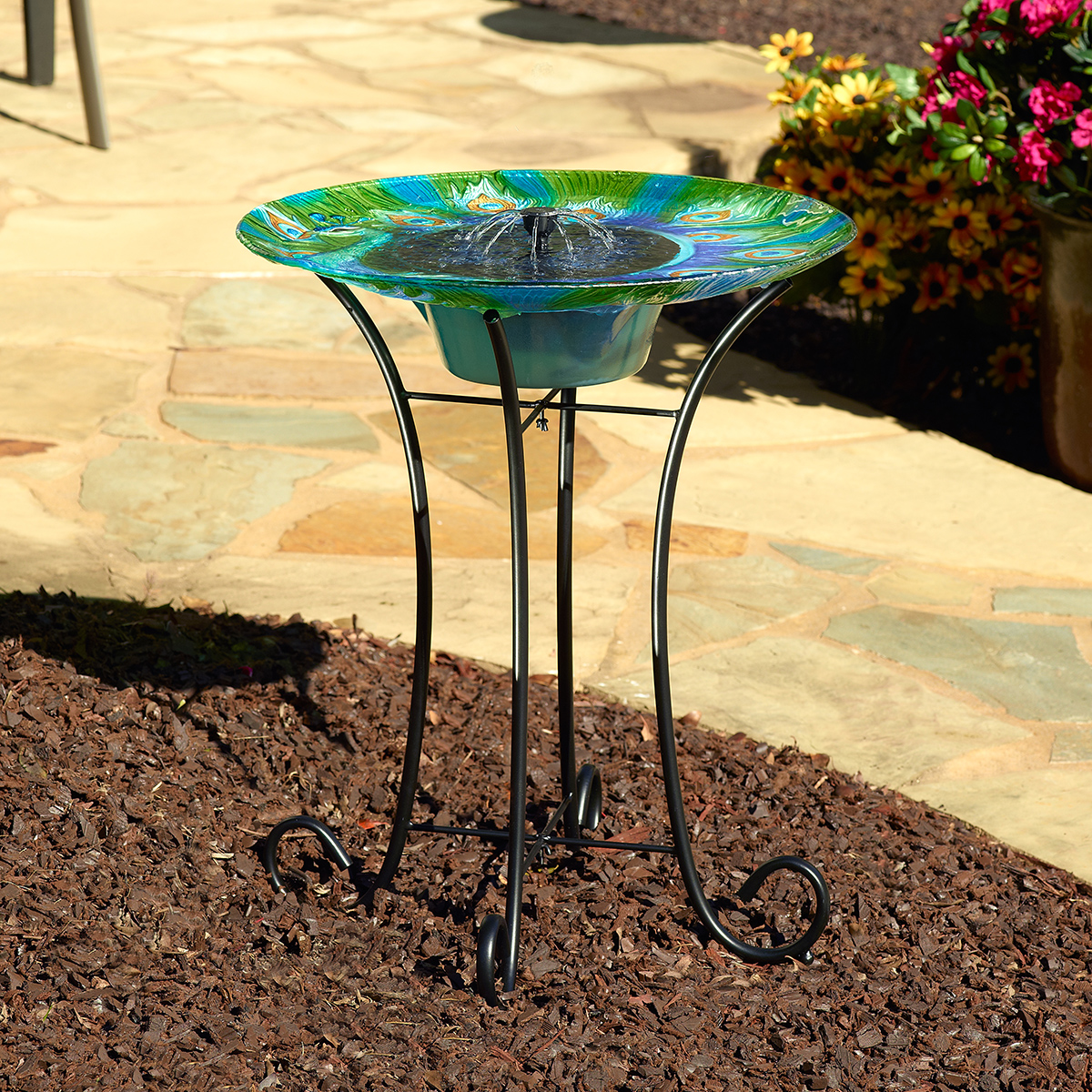 Smart Solar Argus Peacock Bird Bath - Thumbnail 2