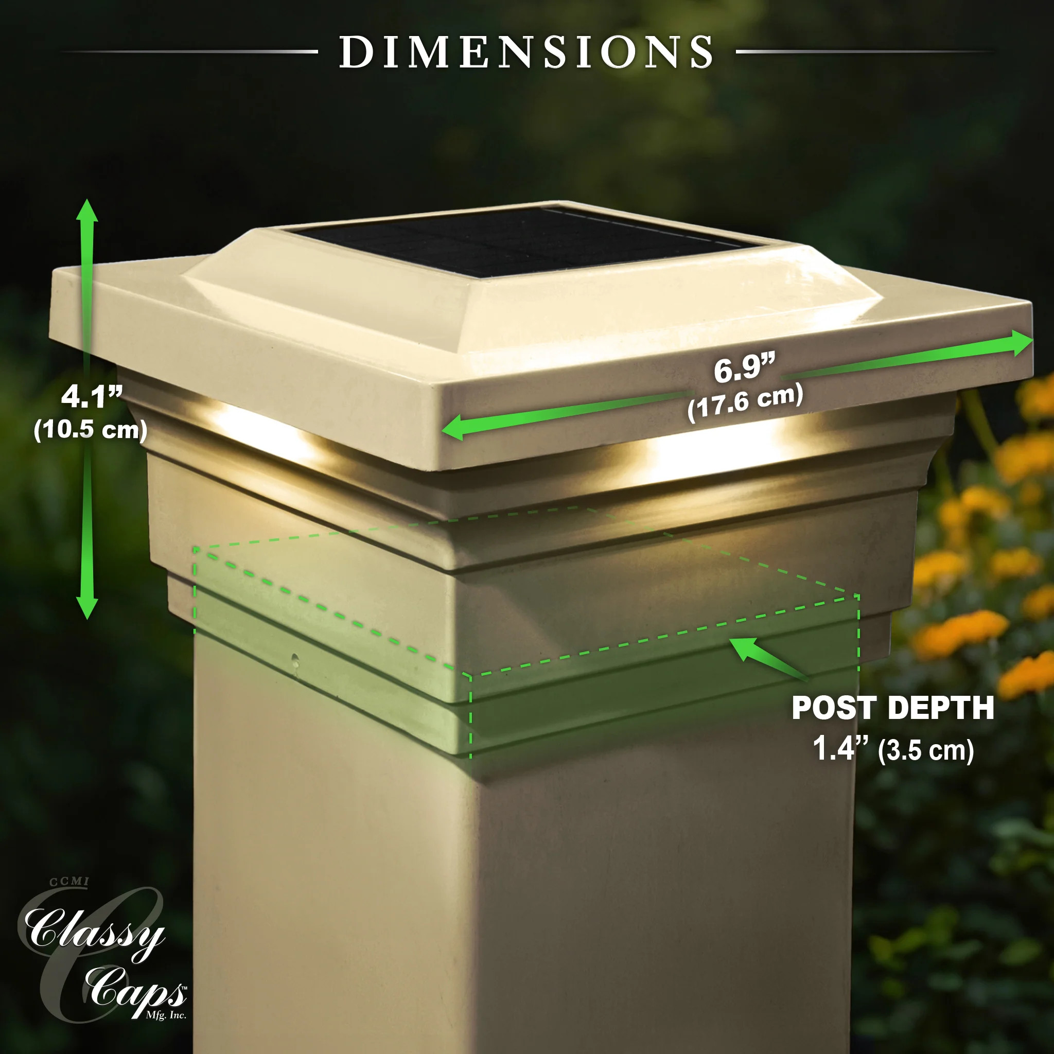 5x5 Solar Post Cap Lights Set of 2 | Dual Color | Tan Majestic