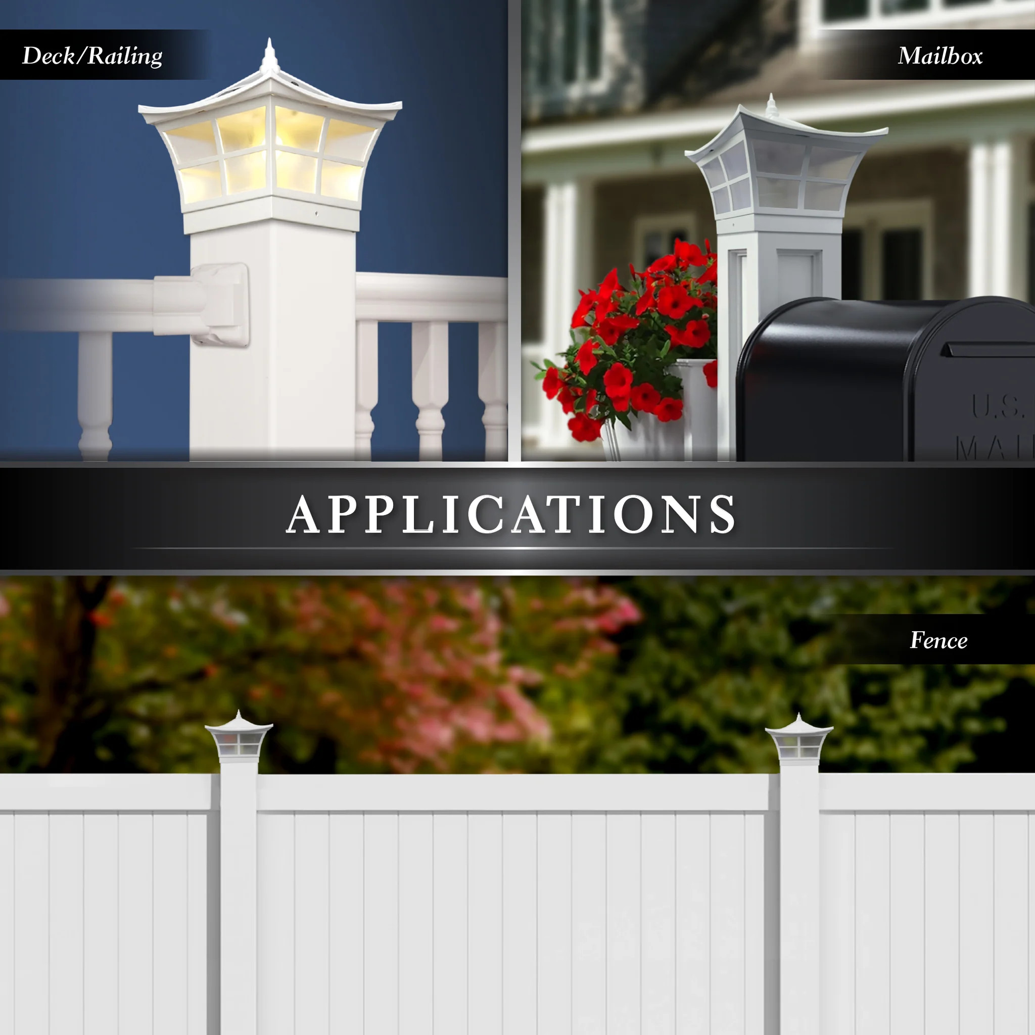 Solar Deck Post Lights Solar Post Cap Lights 2-Pack - 6000K Cool White ...