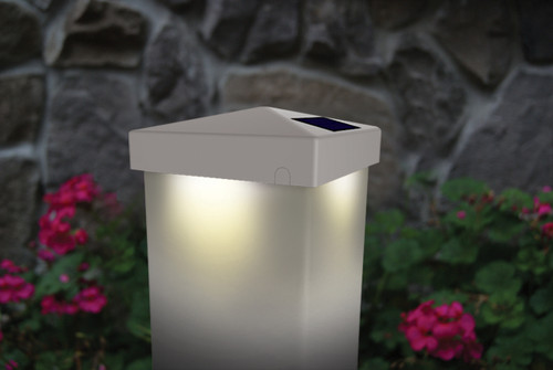 Solar Deck Post Cap Lights | White 4x4 or 5x5 Pyramid Shape Design