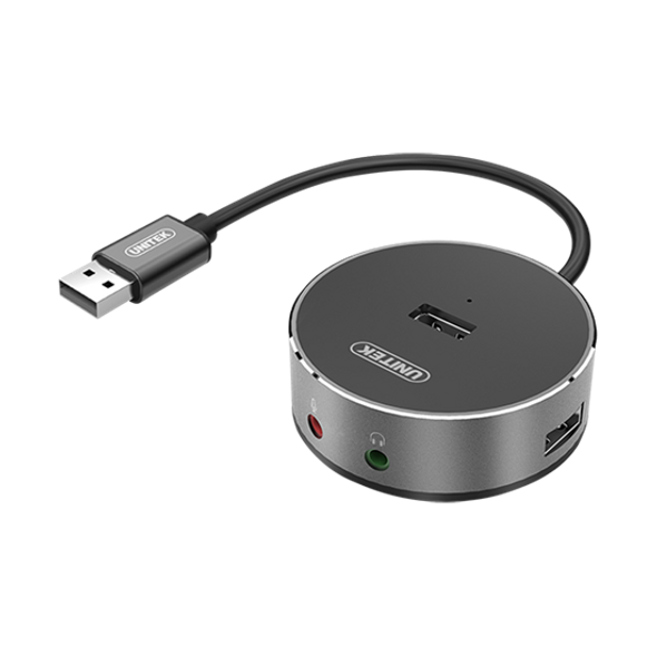 UNITEK USB-A 2.0 3-Port Hub with Stereo Audio Port.