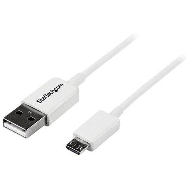 2m White Micro USB Cable - A to Micro B