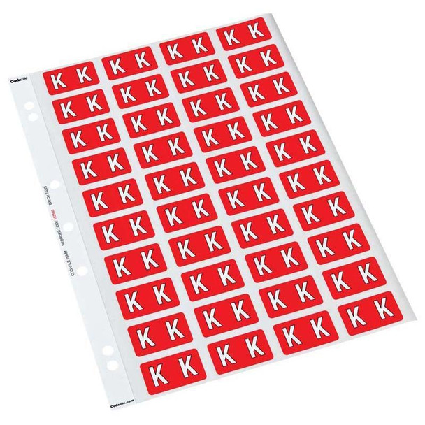 Codafile Label Alpha K 25mm Pack 5 Sheets