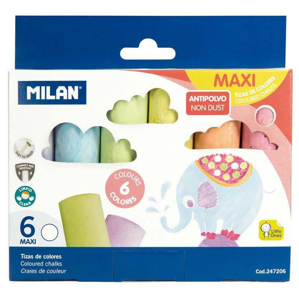 Milan Non Dust Maxi Chalk Pac 6