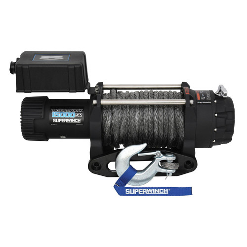 Tiger Shark 15000SR 15000lb 12V DC Winch with Synthetic Rope Black - 1515001