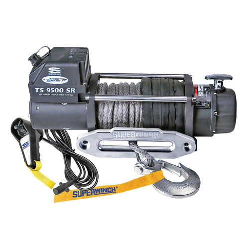 Tiger Shark 9500SR 9500lb 12V DC Winch with Synthetic Rope Black - 1595201
