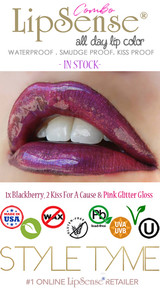 Blackberry LipSense Combo with Kiss For A Cause LipSense with Pink Glitter Gloss