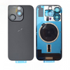 For iPhone 16 Pro Back Cover Glass with Camera Lens Glass and Magsafe Magnet Black