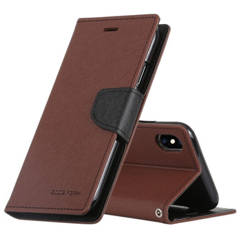 For iPhone X/XS Mercury Canvas Diary Case Brown