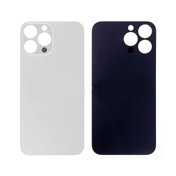 For iPhone 14 Pro Max Back Cover Glass with Big Camera Hole (Silver)