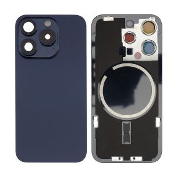 For iPhone 15 Pro Back Cover Glass with Camera Lens Glass and Magsafe Magnet (Blue)