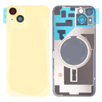 For iPhone 14 Plus Back Cover Glass with Camera Lens Glass and Magsafe Magnet (Yellow)