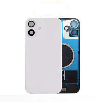 For iPhone 16 Back Cover Glass with Camera Lens Glass and Magsafe Magnet (White)