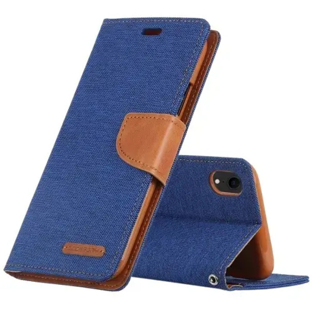 For iPhone X/XS Mercury Canvas Diary Case Navy Blue