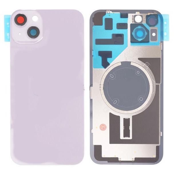 For iPhone 14 Plus Back Cover Glass with Camera Lens Glass and Magsafe Magnet (Purple)