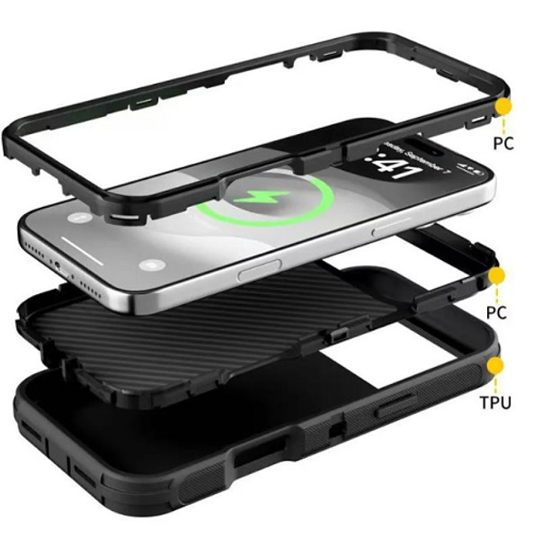 For iPhone 17 Air Adventure Heavy Duty 2 in 1 Belt Clip Case Black