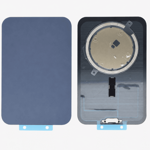 For iPhone 17 pro Back Cover Glass with Big Camera Hole & Magnetic Ring (Blue)