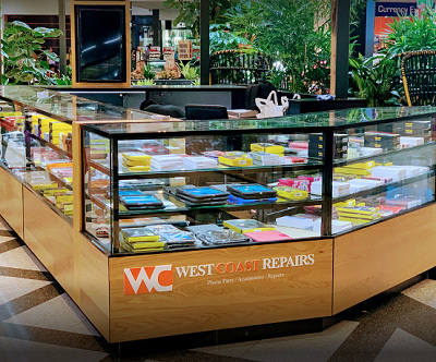 Westcoast Repairs Darwin – Casuarina Square Storefront and Service Counter