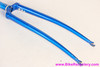 Basso Lugged Steel Fork: Flat Crown - Long Tangs Circle Cutouts - Blue - 1" Threaded - 1970's 1980's