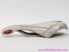 Selle Italia Max Flite Gel Flow Saddle: Vanox - White Leather - 7x9mm (Dirty But Great Shape)
