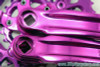 3DV Overkill Kooka Crankset & Moonhead Chainrings: Purple Ano 175mm 44/32/22t MINT+
