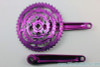 3DV Overkill Kooka Crankset & Moonhead Chainrings: Purple Ano 175mm 44/32/22t MINT+