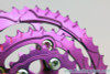 3DV Overkill Kooka Crankset & Moonhead Chainrings: Purple Ano 175mm 44/32/22t MINT+