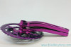 3DV Overkill Kooka Crankset & Moonhead Chainrings: Purple Ano 175mm 44/32/22t MINT+