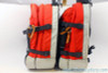 Vintage Robert Beckman Panniers: Red/Black, 5-Hook & Strap System, Rain Covers, Used (pair)