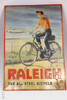 Raleigh Tin Sign: "All Steel Bicycle - 1950's Raleigh Sport & F86 Sabrejet - Lovely Patina (1990's Repoduction)