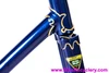 1960 Urago French Road Frame/Fork: 62cm x 59cm - Reynolds 531 Nervex Lugged Steel - Metallic Blue + Gold Pinstriping - Centerpull - 700c x Wide Tires