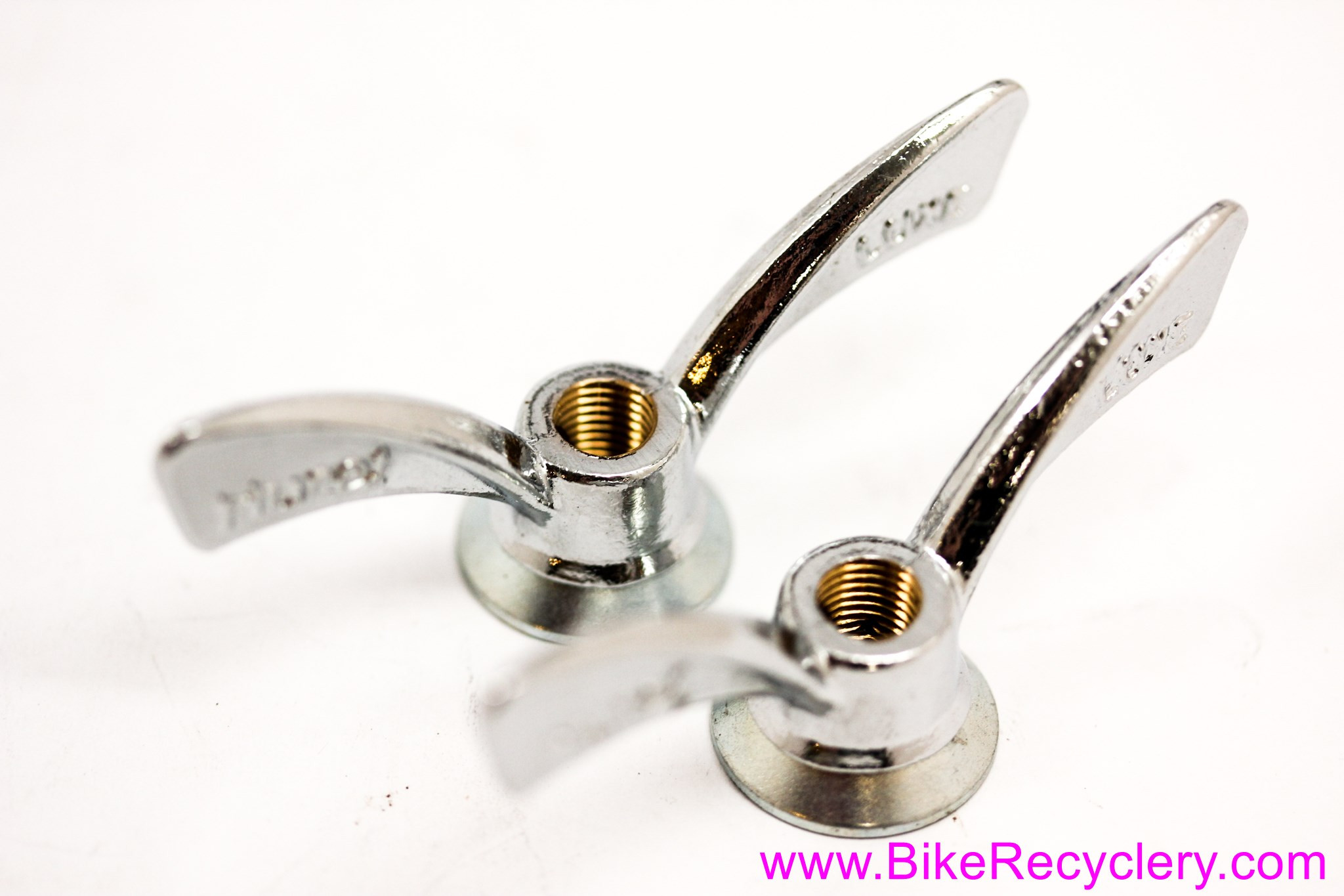NOS Huret Luxe Wing Nuts: Chromed Brass - 5/16" For Front Hub Axle (Sold In Pairs)